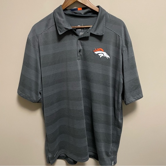 Nike Other - Nike Denver Broncos Grey Striped Polo Golf Shirt Men’s XL Nike Dry Fit